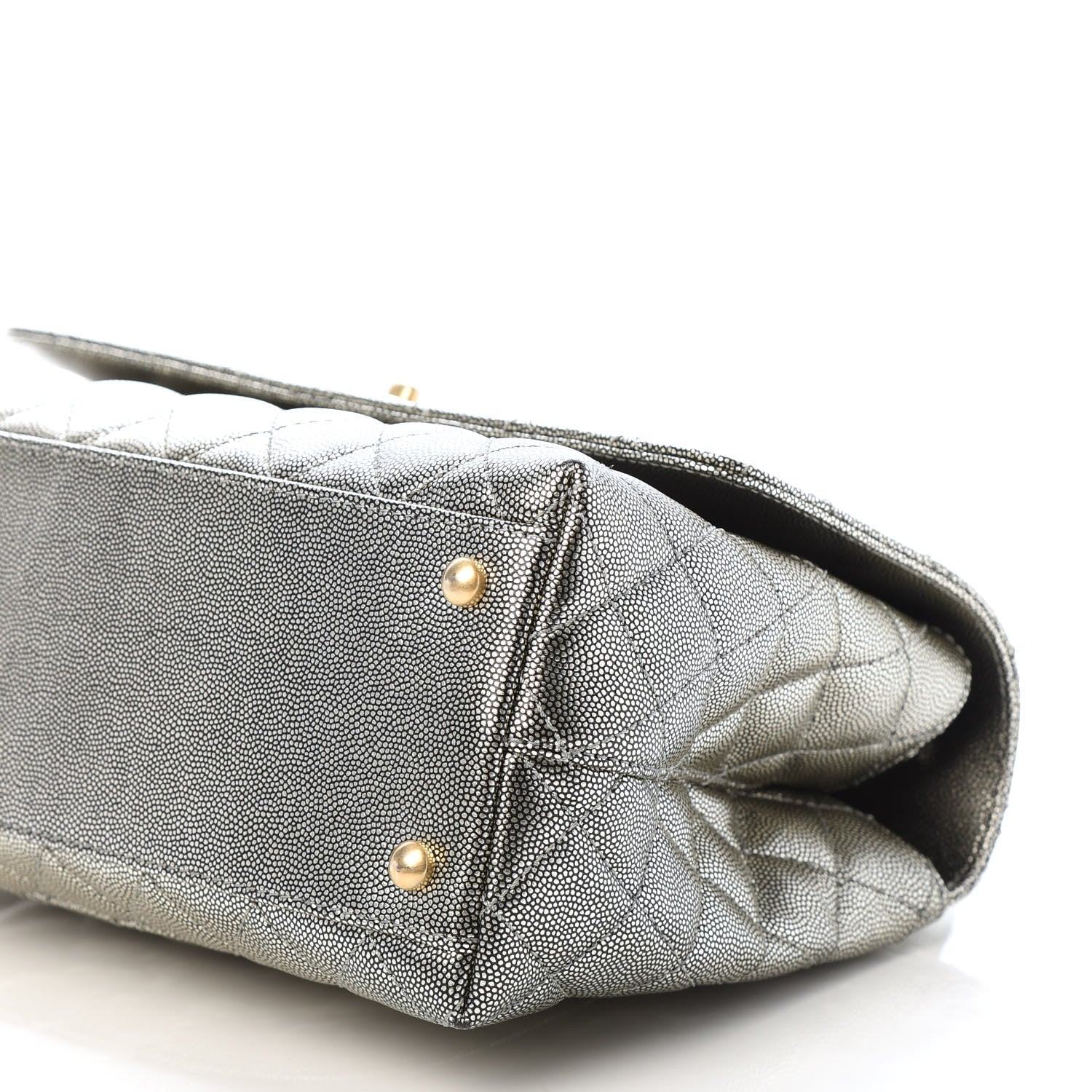 Chanel Metallic Caviar Quilted Small Coco Handle Flap Silver 7 of 11