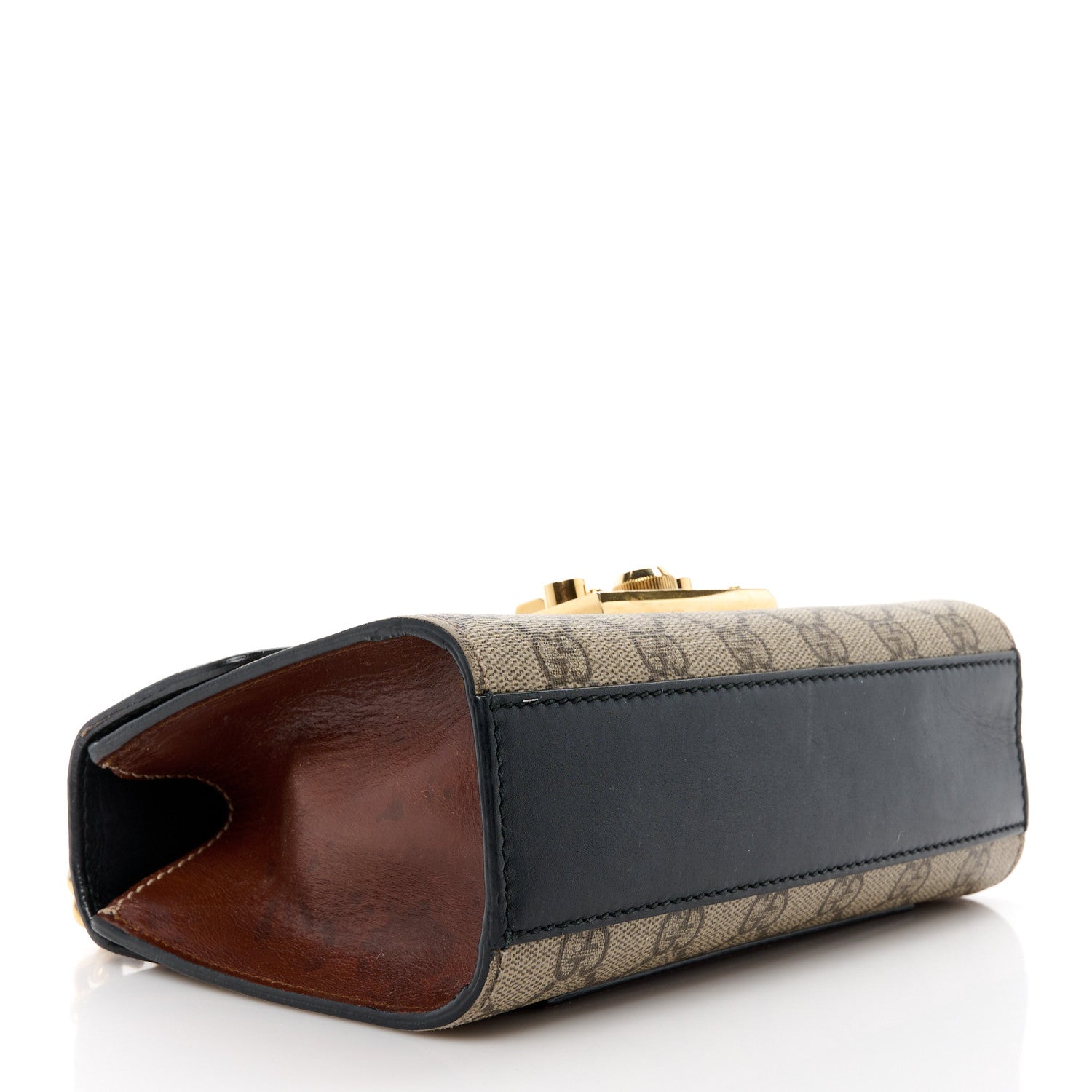 Gucci GG Supreme Monogram Calfskin Small Padlock Shoulder Bag Beige Black Cuir 4 of 16