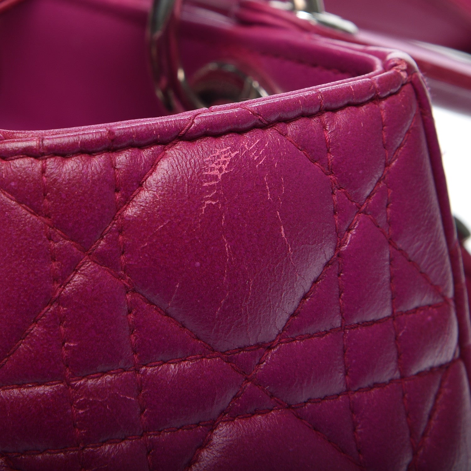 Christian Dior Lambskin Cannage Medium Lady Dior Fuchsia 8 of 11