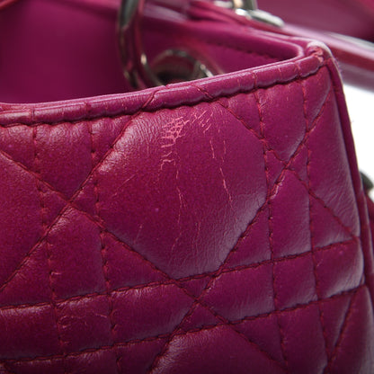 Christian Dior Lambskin Cannage Medium Lady Dior Fuchsia 8 of 11