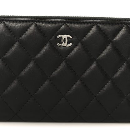 Chanel Lambskin Quilted Large Gusset Zip Around Wallet Black 9 of 10