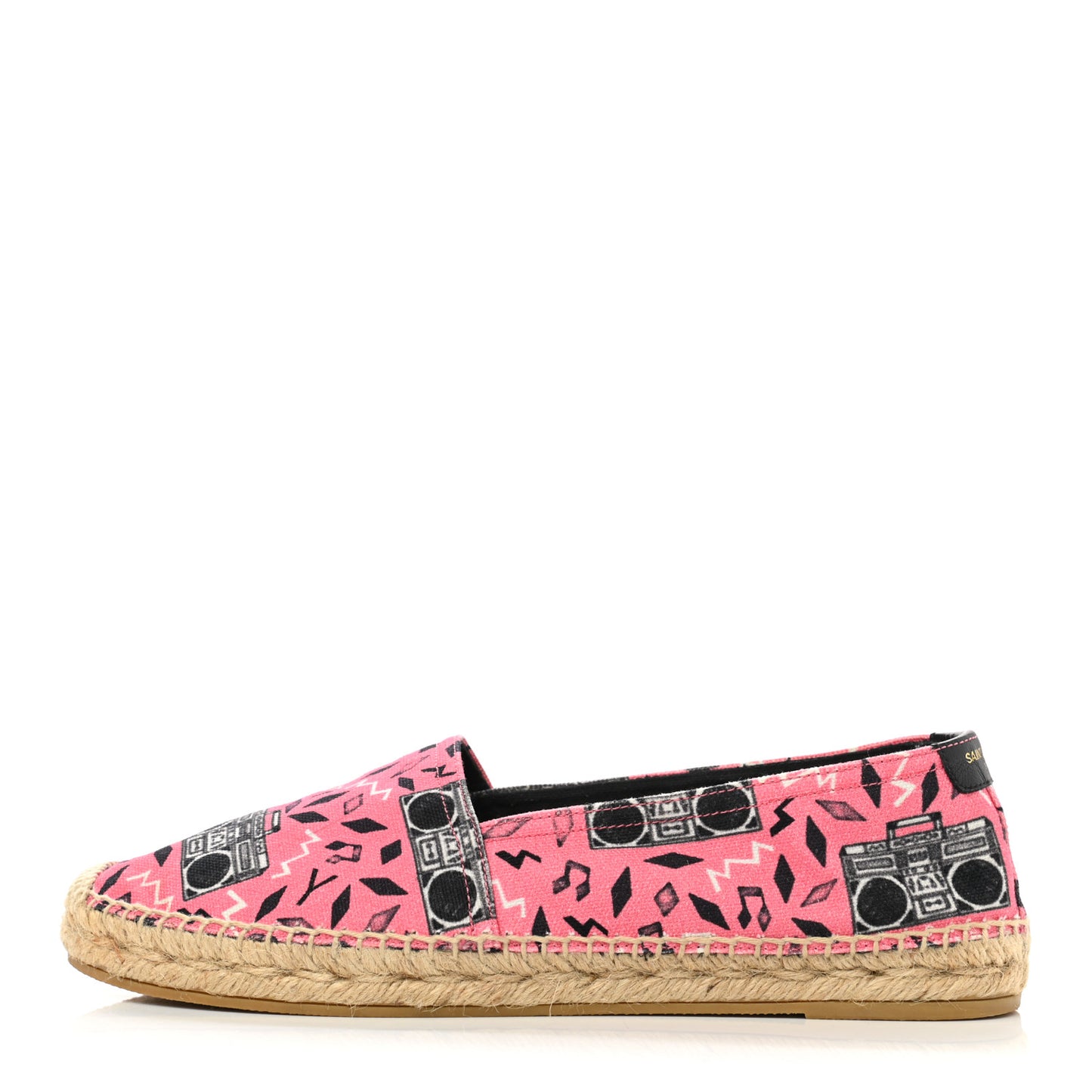 Canvas Radio Print Espadrilles 39 Pink Black