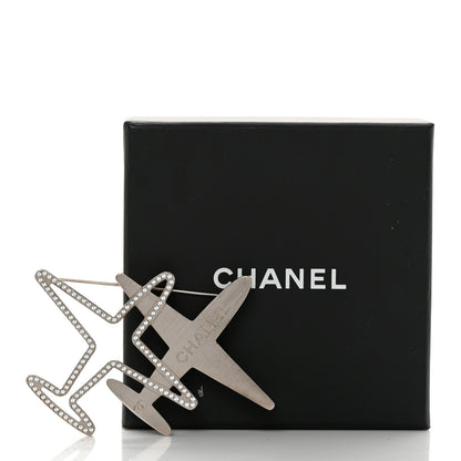 Chanel Crystal Metal CC Airplane Brooch Silver 5 of 5