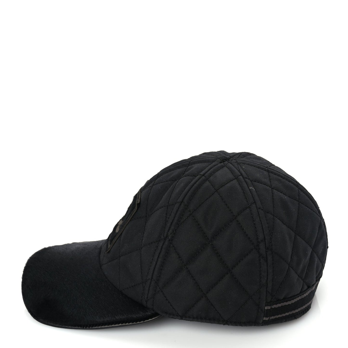 Nylon Pony Hair Quilted CC Cap M Black
