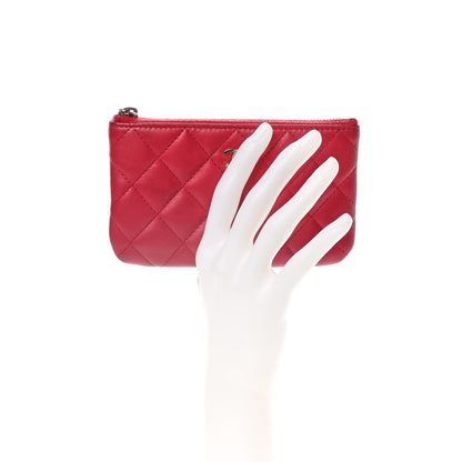 Chanel Lambskin Quilted Small Cosmetic Case Dark Pink 2 of 15