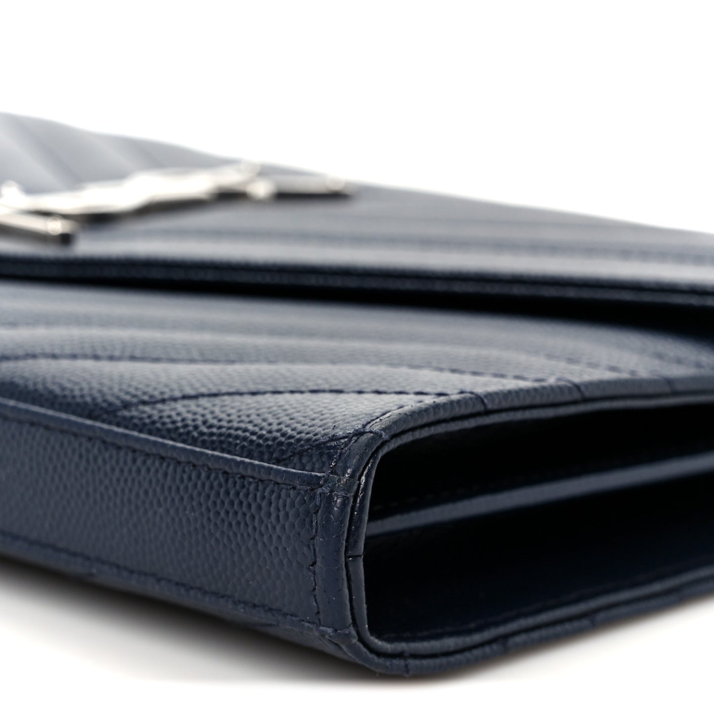 Grain De Poudre Matelasse Chevron Monogram Chain Wallet Deep Marine