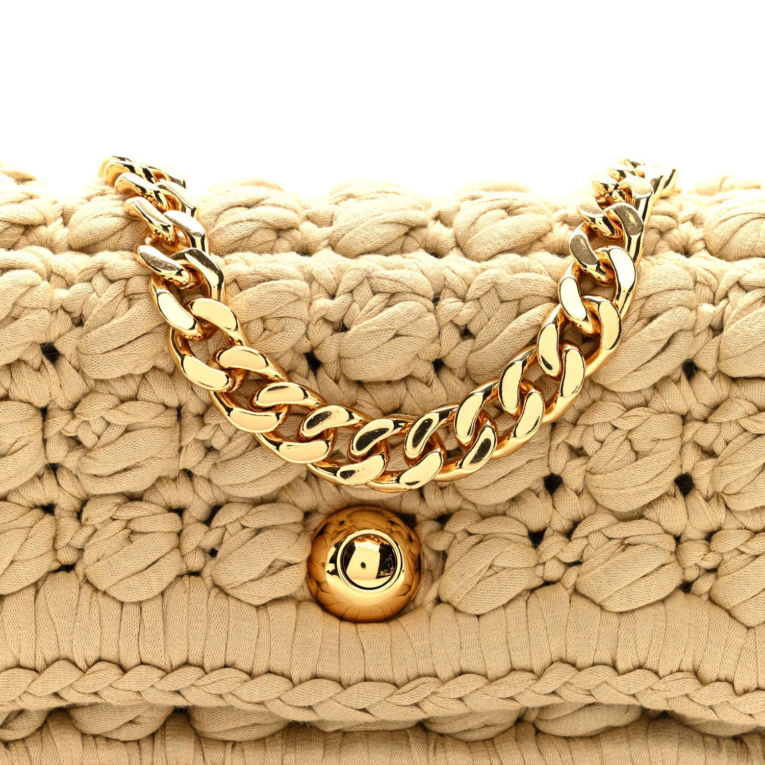 Bottega Veneta Jersey Crochet Shoulder Bag Cane Sugar 7 of 9