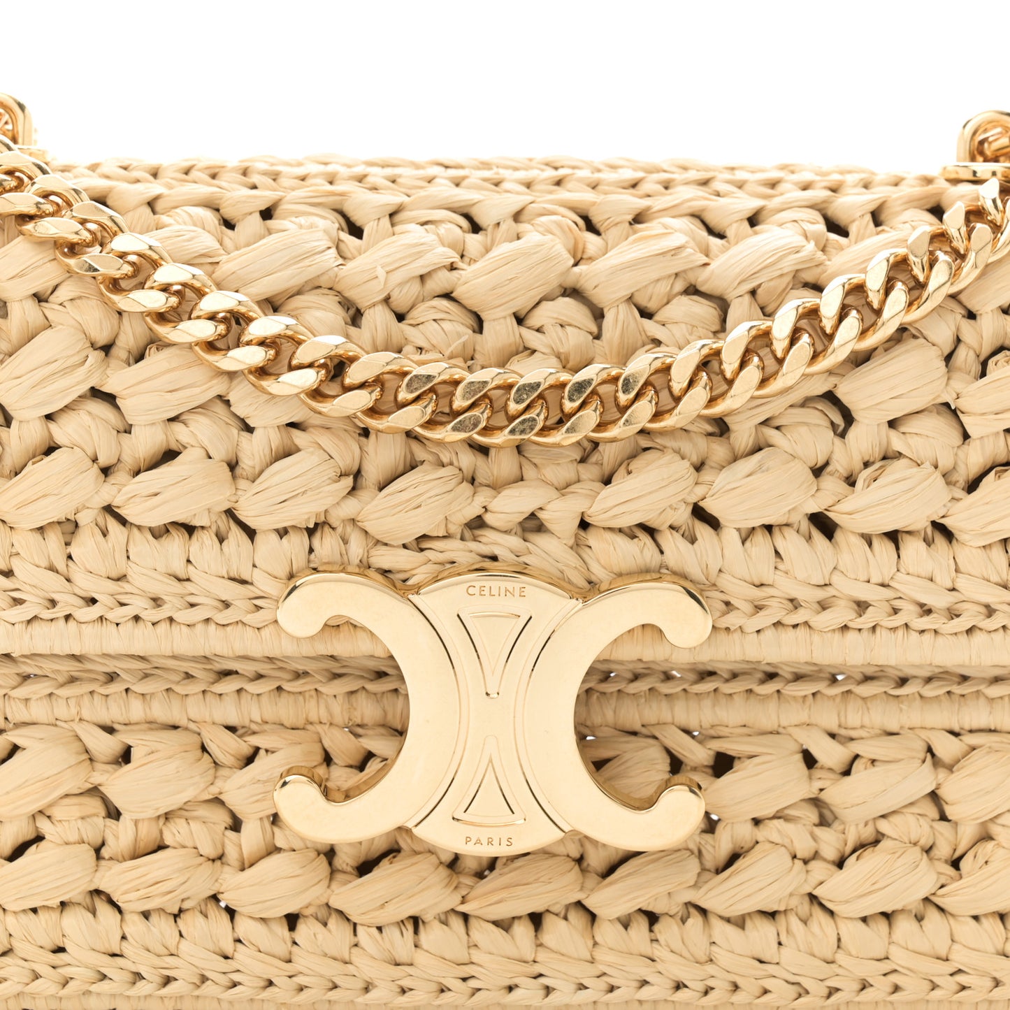 Raffia Effect Claude Chain Shoulder Bag Natural