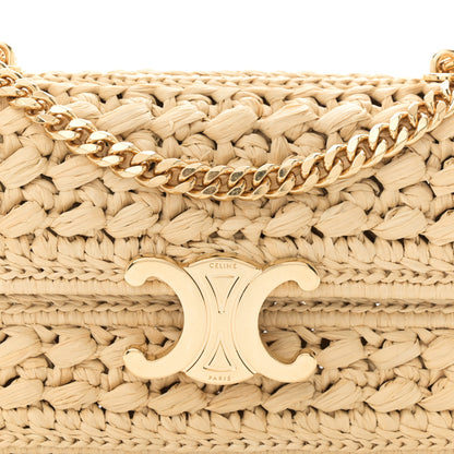 Celine Raffia Effect Claude Chain Shoulder Bag Natural 7 of 10