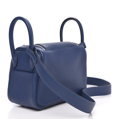 Hermes Taurillon Clemence Mini Lindy 20 Deep Bleu 3 of 9