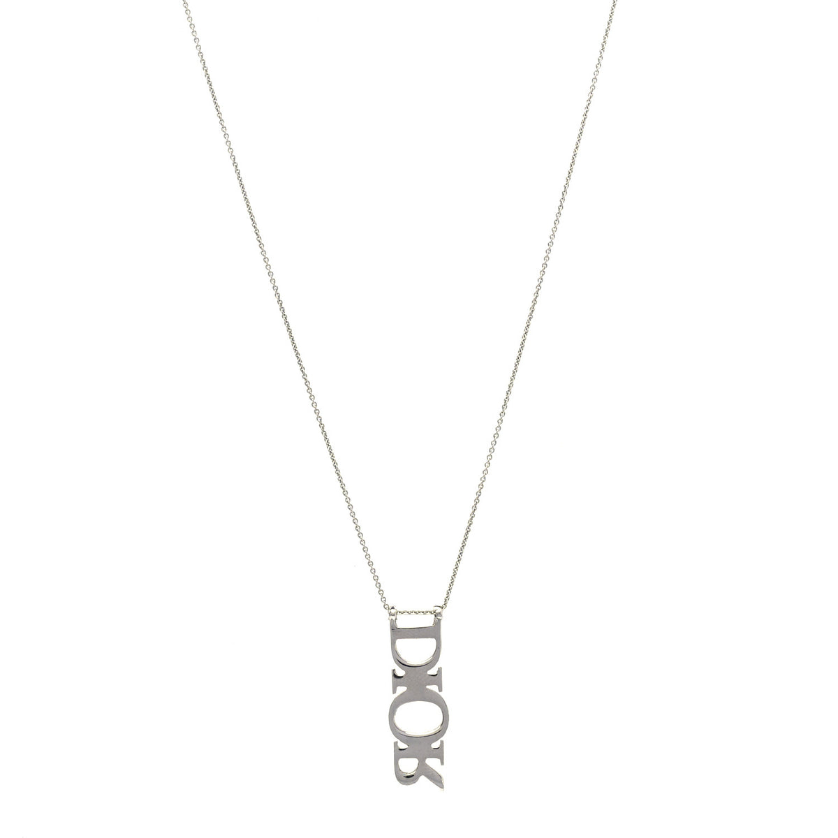 Christian Dior Metal Logo Necklace Silver 2 of 3