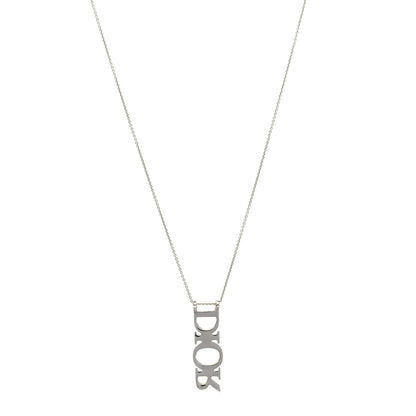 Christian Dior Metal Logo Necklace Silver 2 of 3