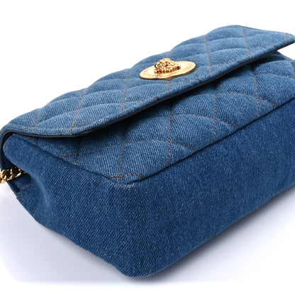 Versace Denim Quilted La Medusa Small Shoulder Bag Blue 7 of 8