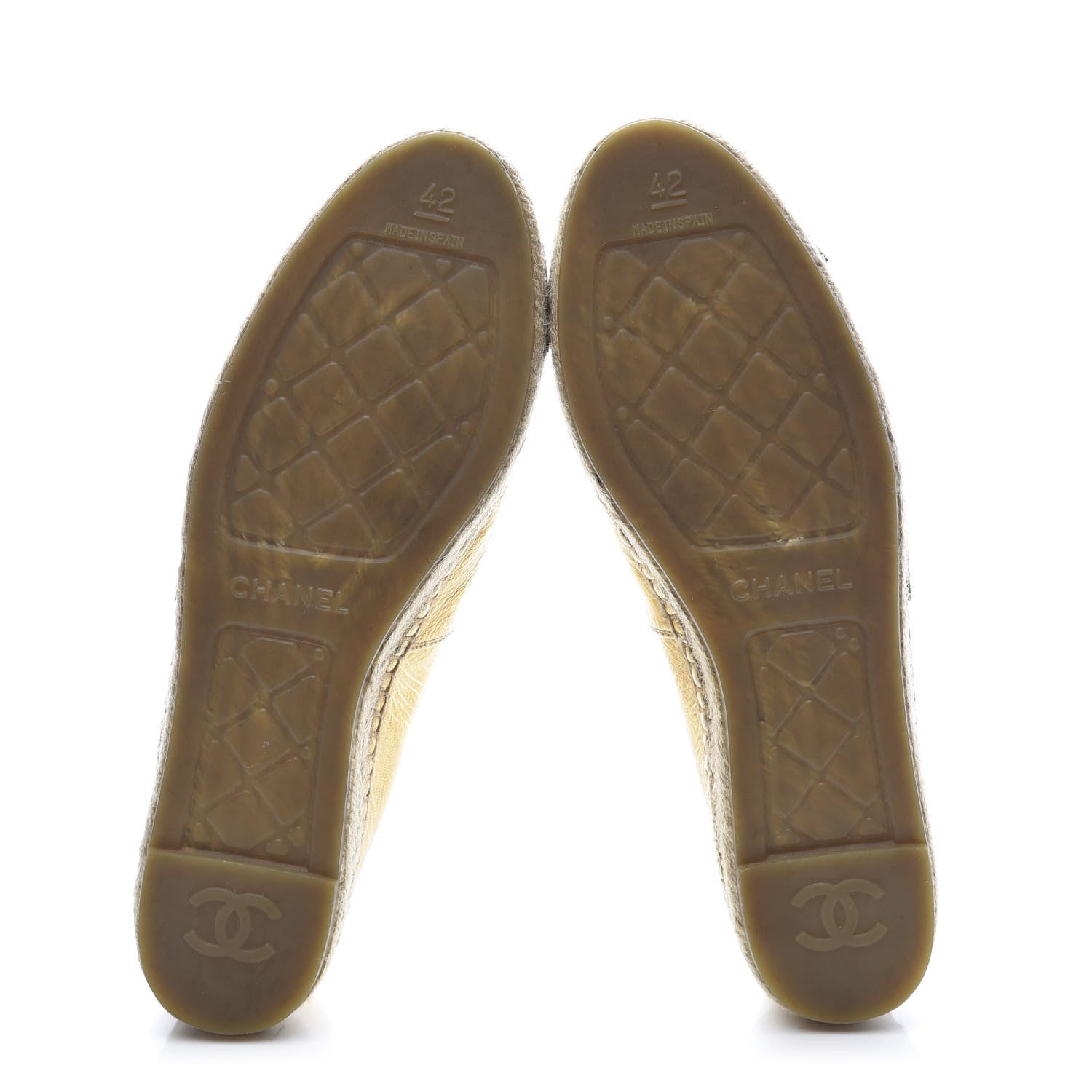 Chanel Laminated Lambskin Grosgrain CC Espadrilles 42 Gold Black 7 of 9