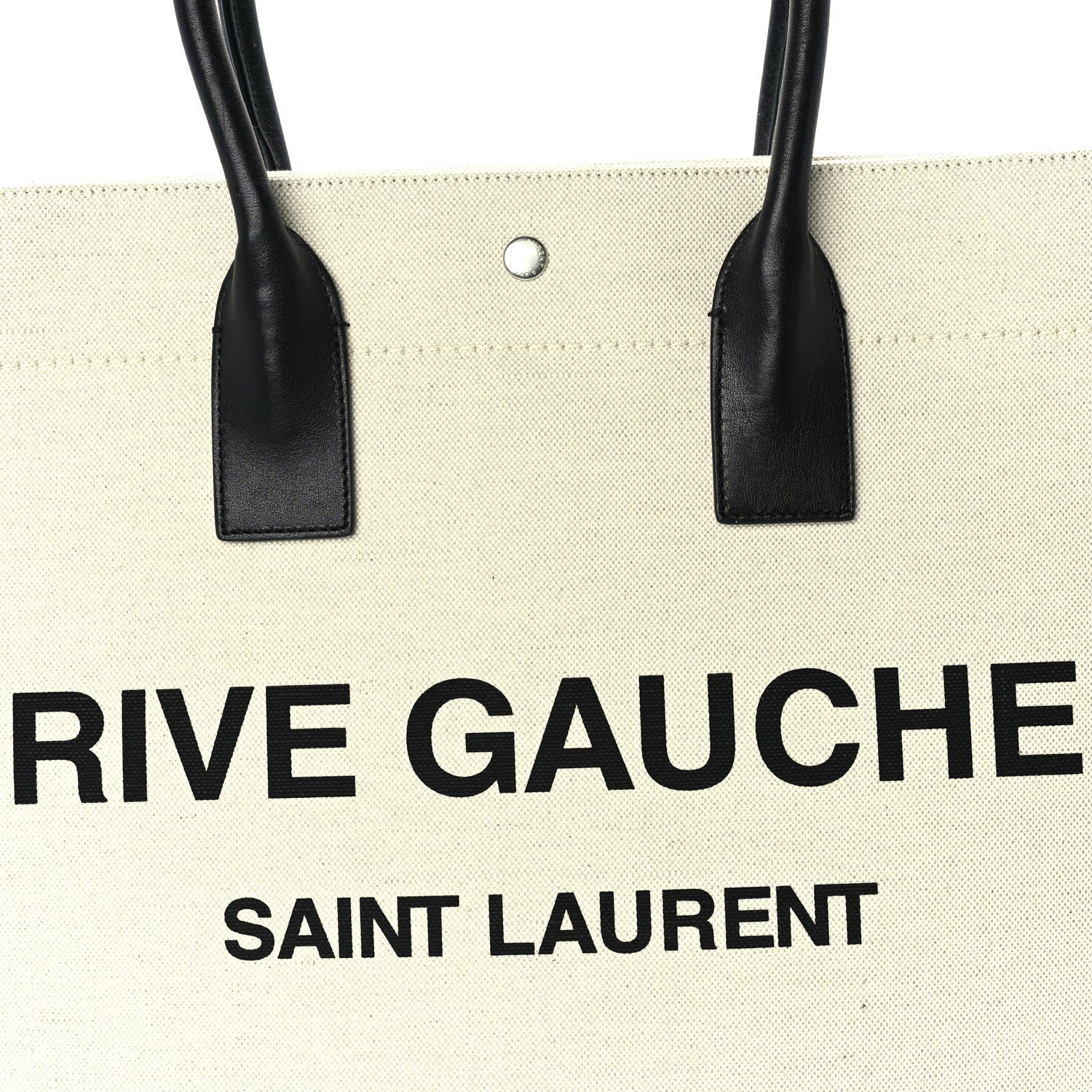 Saint Laurent Linen Calfskin Small Rive Gauche Tote  Optic White 6 of 8
