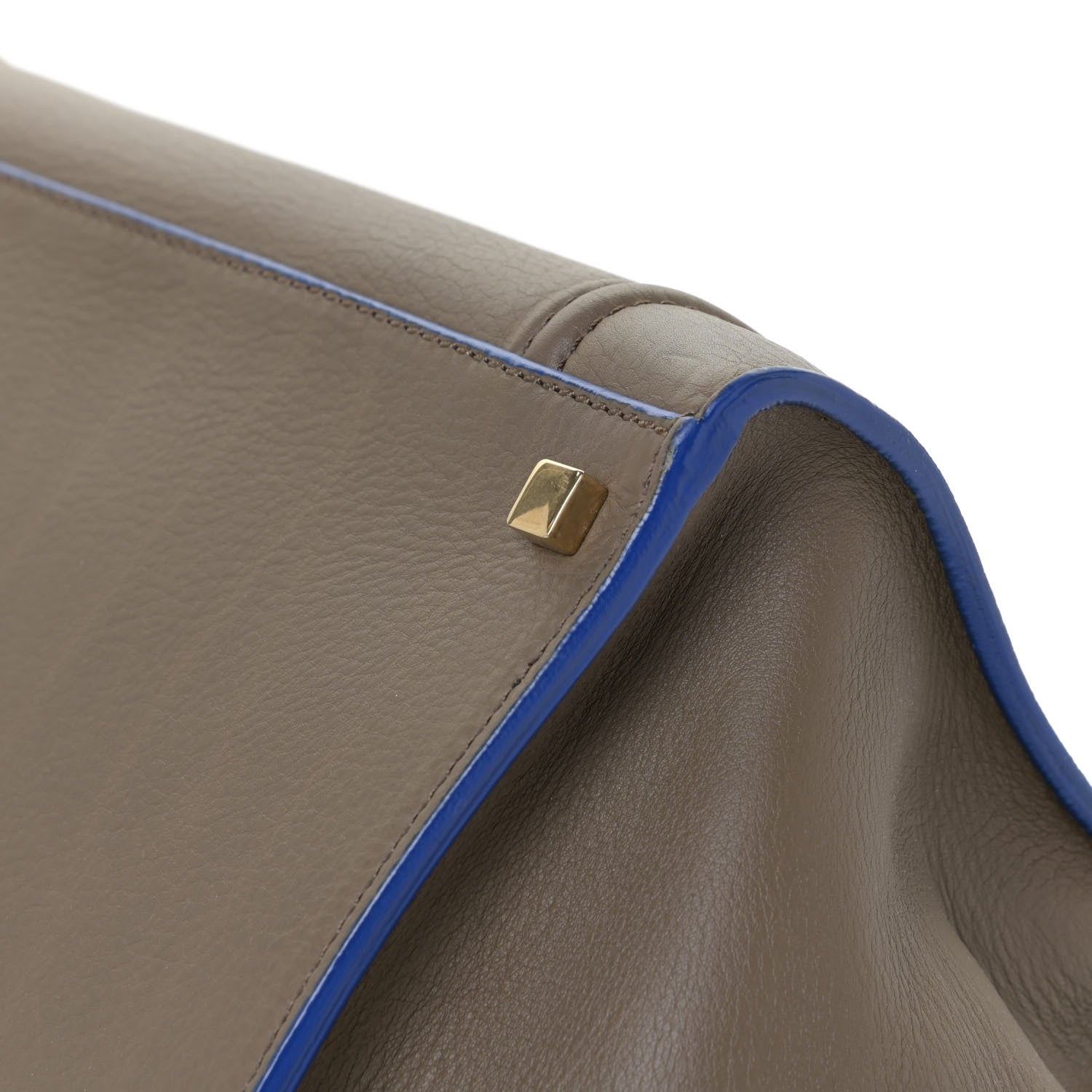 Celine Supple Calfskin Medium Phantom Luggage Khaki Cobalt Trim 8 of 9