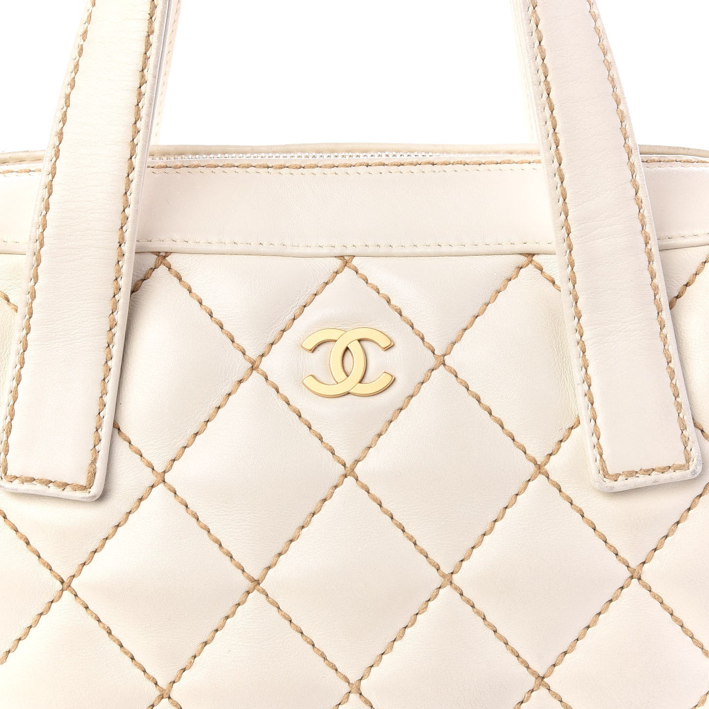 Calfskin Contrast Stitch Surpique Bowler White