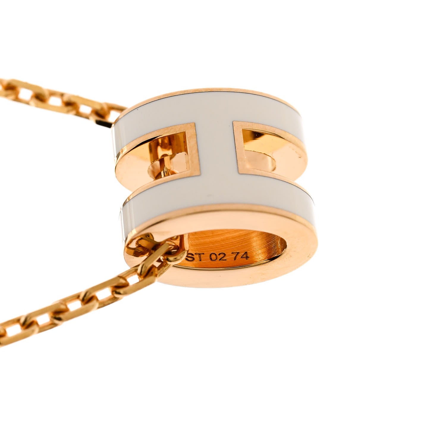 Hermes Lacquered Gold Mini Pop H Pendant Necklace White 5 of 8