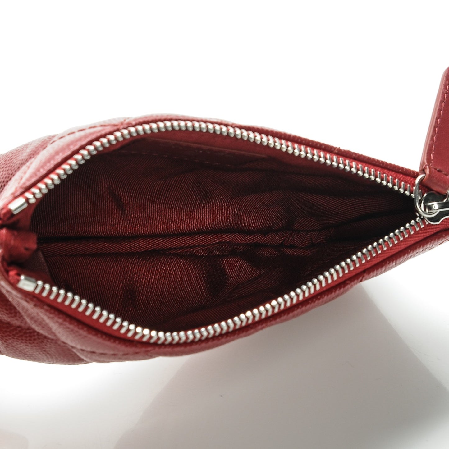 Caviar Quilted Small Cosmetic Case Dark Red