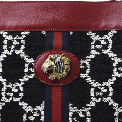 Gucci Tweed GG Monogram Large Rajah Chain Tote Romantic Cherry Black White 12 of 12