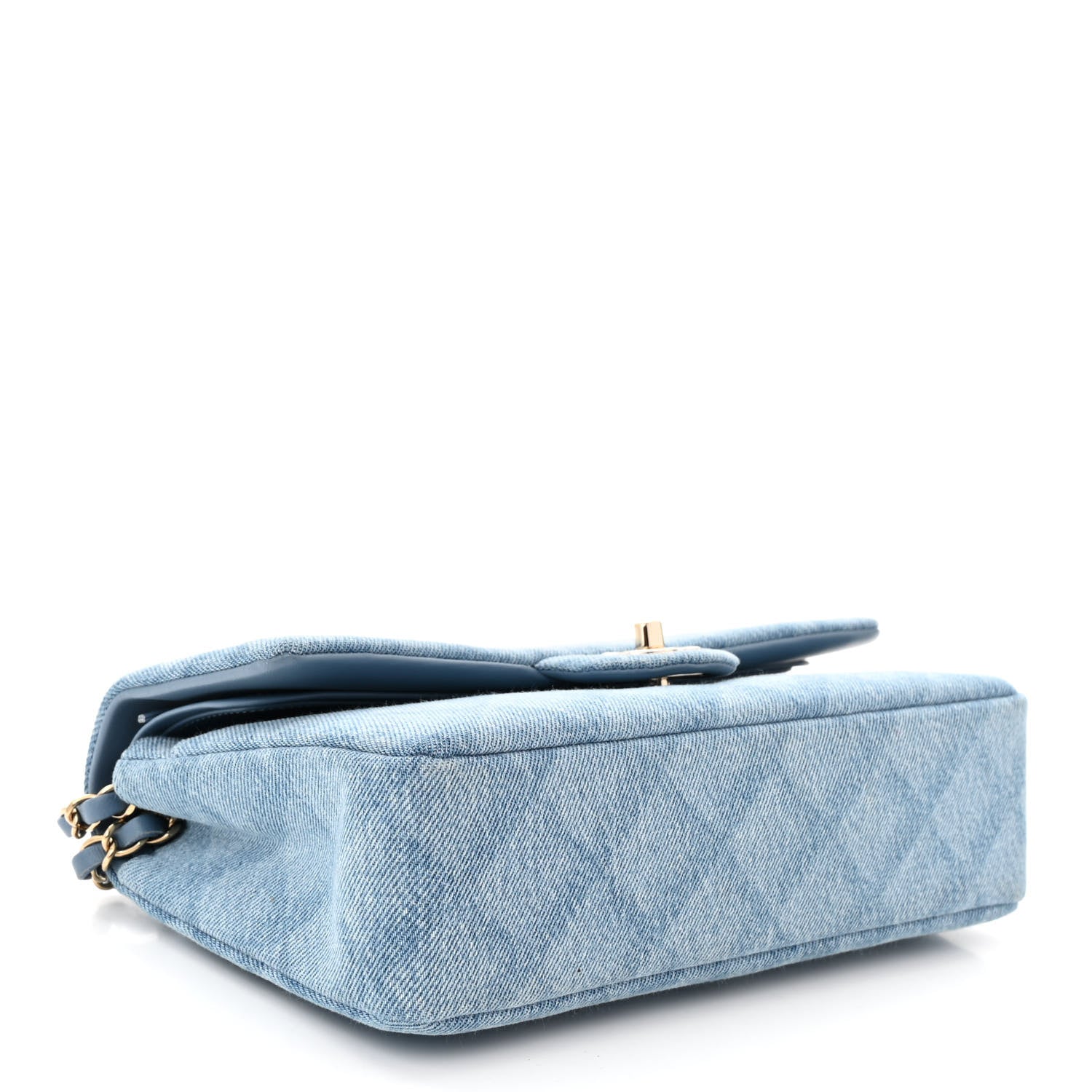 Chanel Printed Denim Quilted Medium Double Flap Light Blue 4 of 10