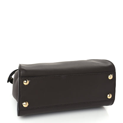 Fendi Vitello Seta Suede FF Mini Peekaboo Iconic Satchel Chocolate Sigaro Marrone 3 of 8