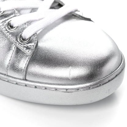 Gucci Metallic Nappa Interlocking G Perforated Womens Ace Sneakers 40.5 Silver 10 of 12