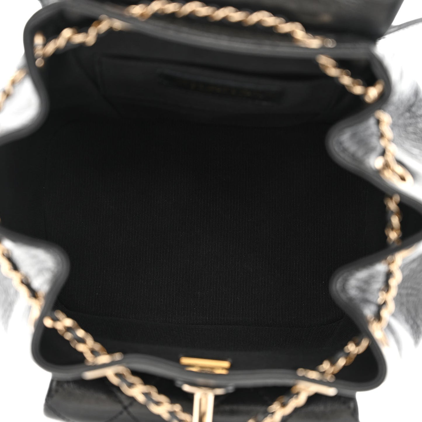 Glazed Aged Calfskin Quilted Small Duma Drawstring Backpack Black