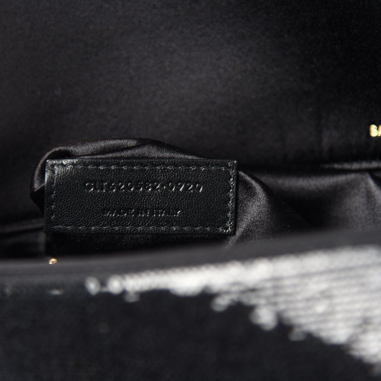 Sequin Satin Monogram Tassel Kate 99 Black