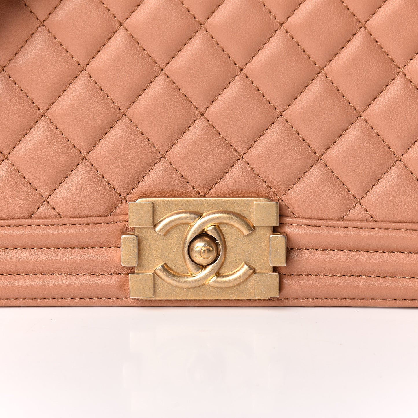 Lambskin Quilted Medium Boy Flap Dark Beige