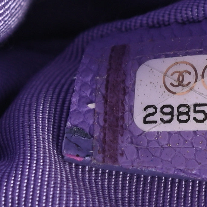 Caviar Quilted Small Cosmetic Case Purple