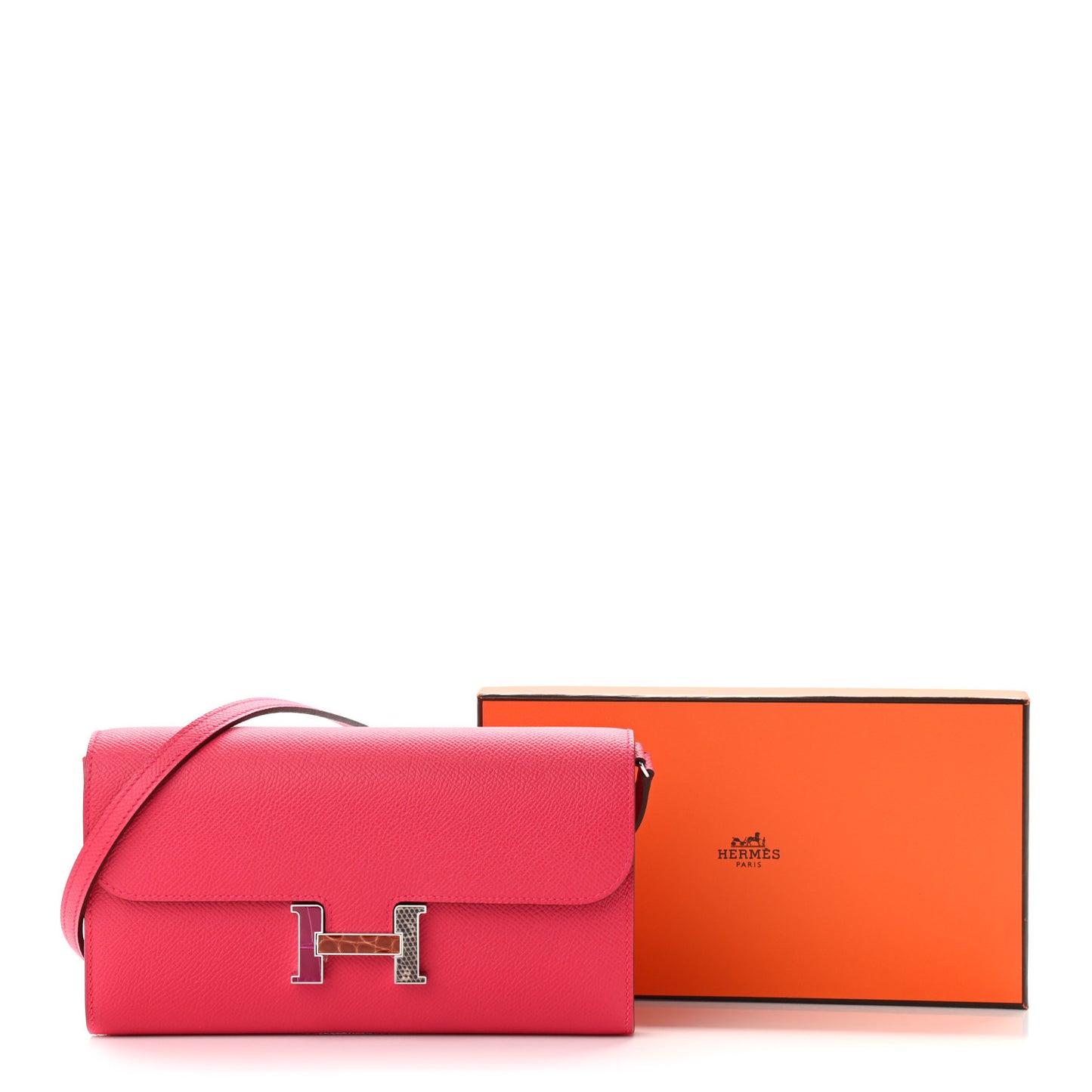 Epsom Alligator Lizard Constance Wallet To Go Rose Extreme