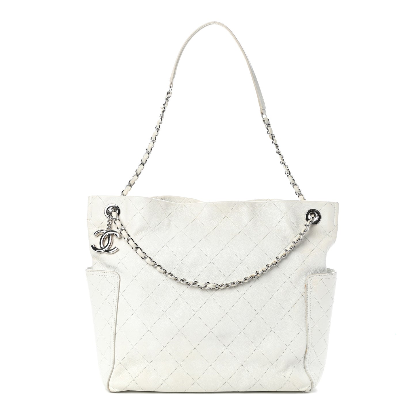 Caviar Stitched CC Pocket Tote White