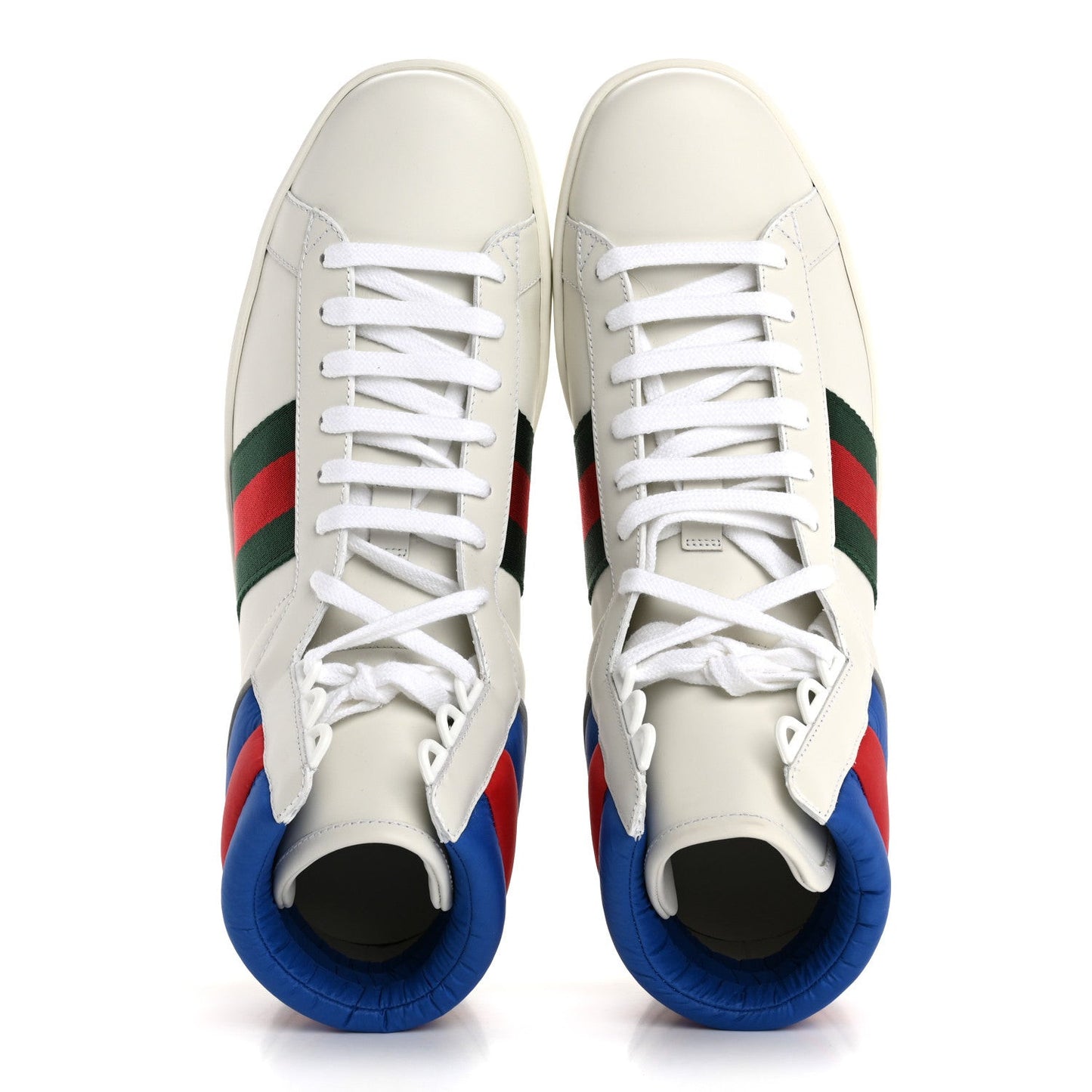 Calfskin Web Mens Ace High Top Sneakers 9 White Bright Splash