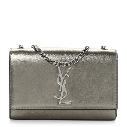 Saint Laurent Grain De Poudre Small Monogram Kate Satchel Piombo 1 of 9