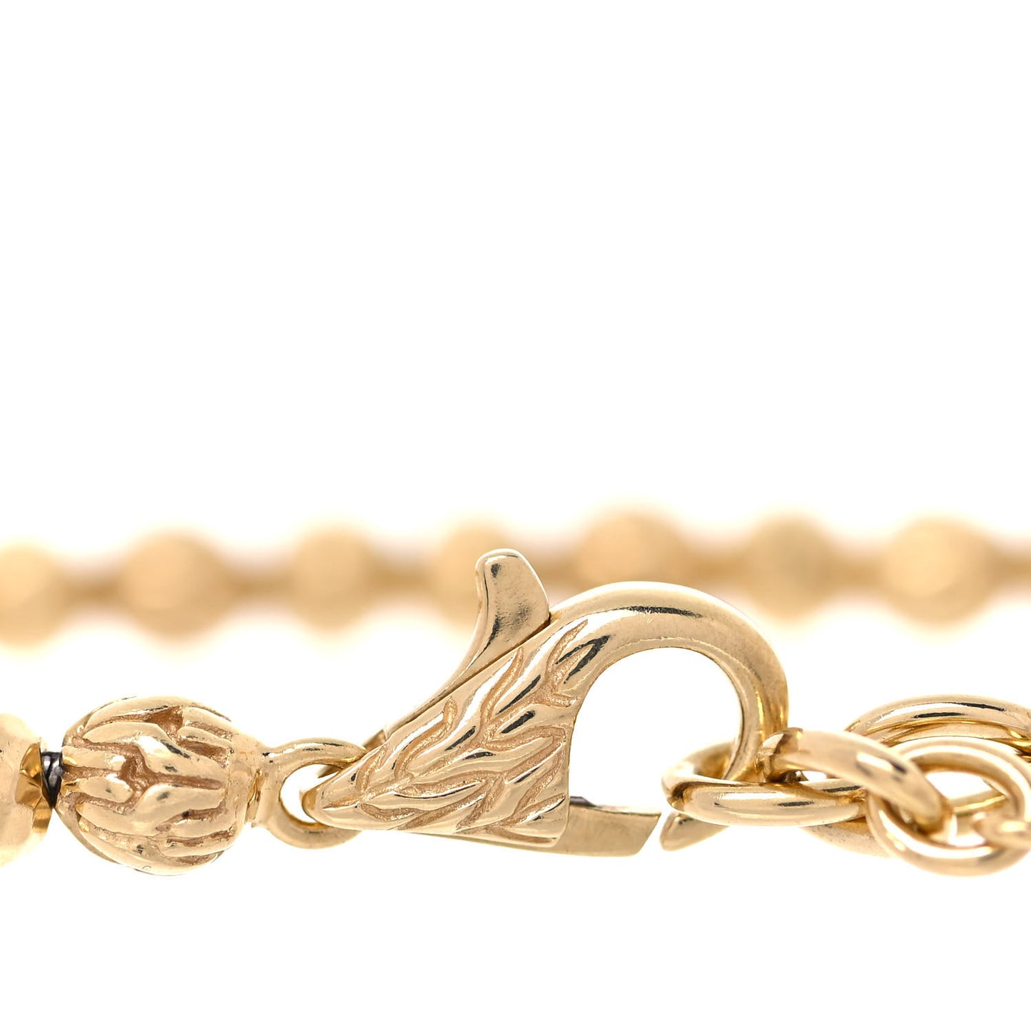 18K Yellow Gold Classic Chain Hammered Bead Bracelet
