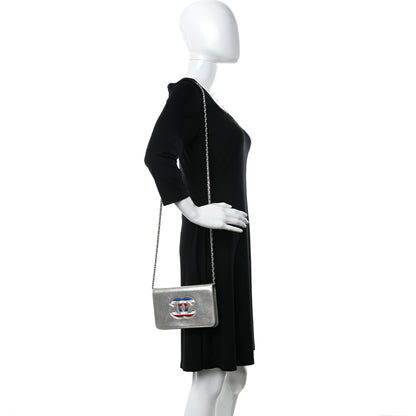 Chanel Metallic Lambskin Wallet on Chain WOC Silver 2 of 14