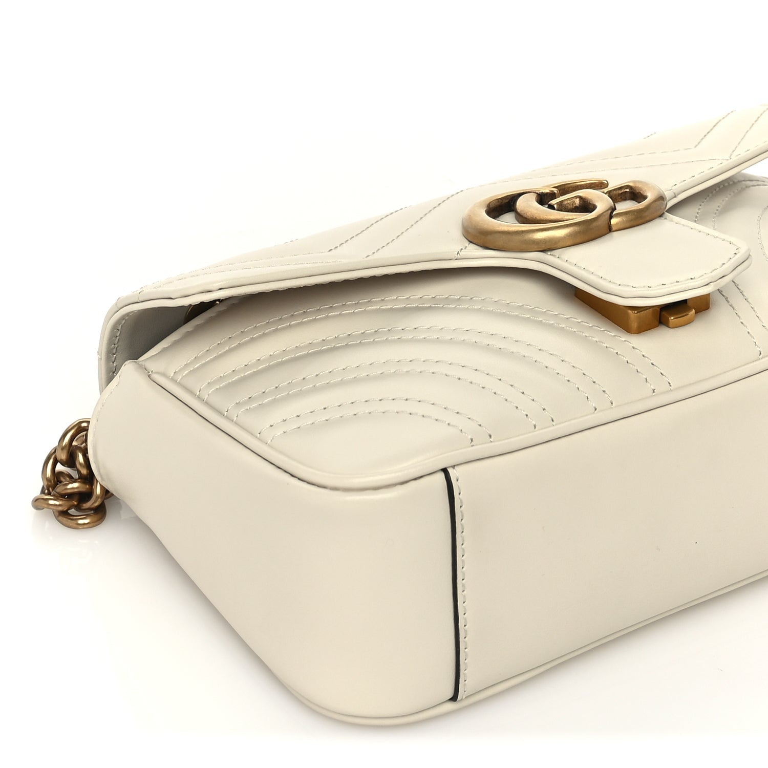 Gucci Calfskin Matelasse Mini GG Marmont Shoulder Bag White 7 of 8