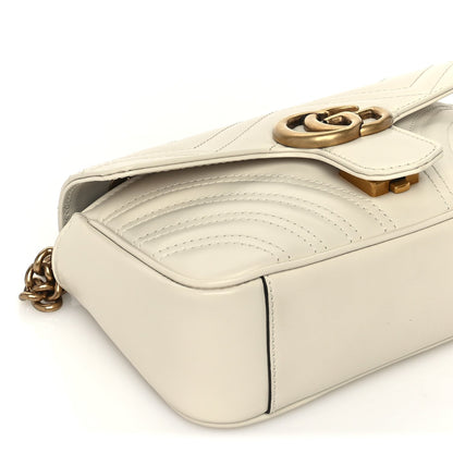 Gucci Calfskin Matelasse Mini GG Marmont Shoulder Bag White 7 of 8