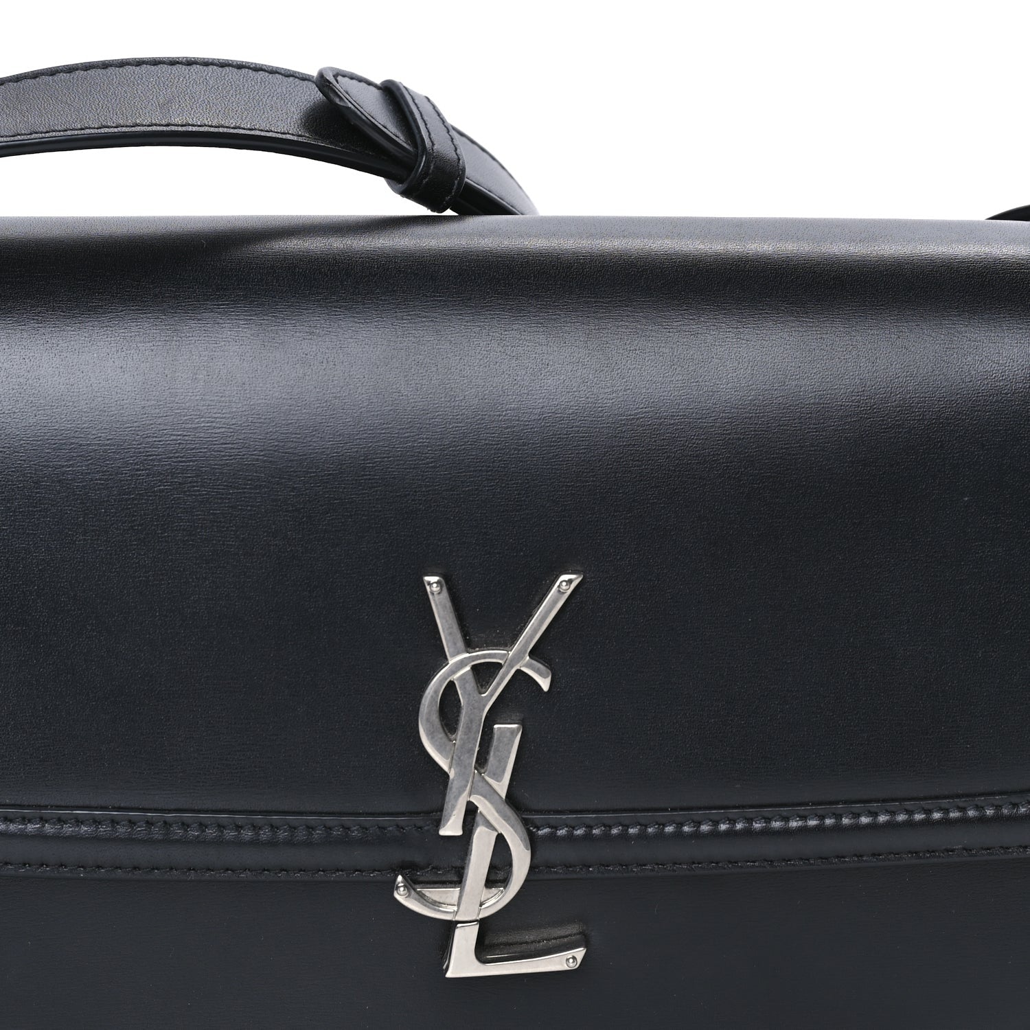 Saint Laurent Box Calfskin Monogram Medium Solferino Satchel  Black 6 of 7