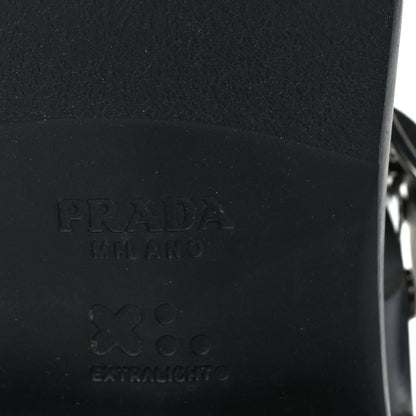 Prada Foam Rubber Metal Triangle Logo 50mm Cage Sandals 38  Black 7 of 8