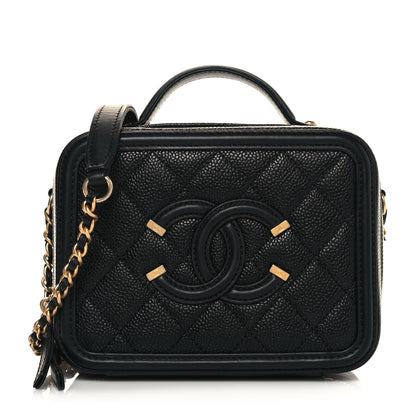 Chanel Caviar Quilted Small CC Filigree Vanity Case Black 1 of 12