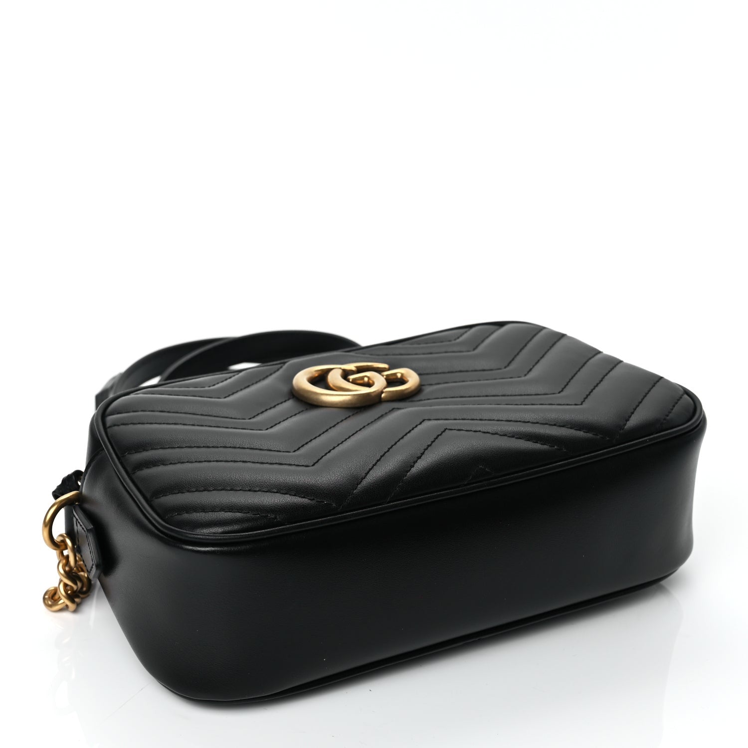 Gucci Calfskin Matelasse Small GG Marmont Chain Shoulder Bag Black 4 of 10
