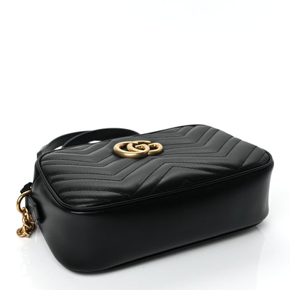 Gucci Calfskin Matelasse Small GG Marmont Chain Shoulder Bag Black 4 of 10