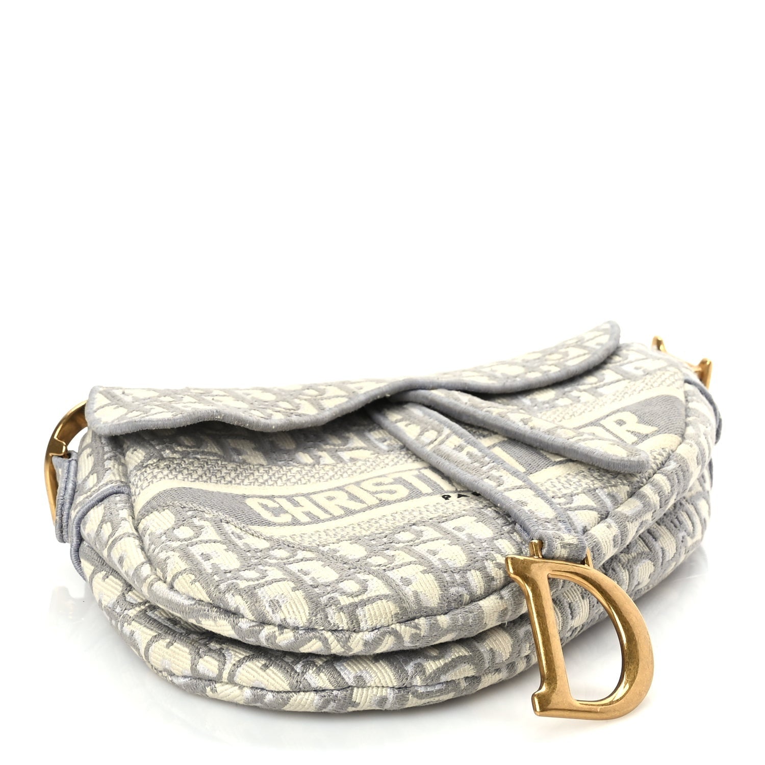 Christian Dior Oblique Embroidered Saddle Bag Grey 3 of 8