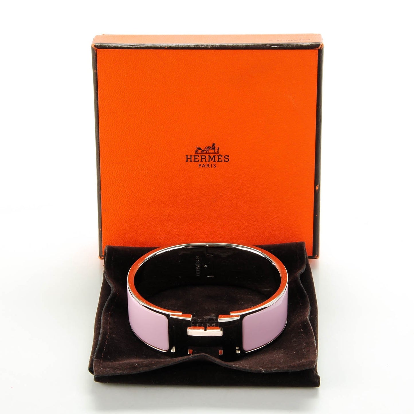 Enamel Wide Clic Clac H Bracelet PM Rose Poudre