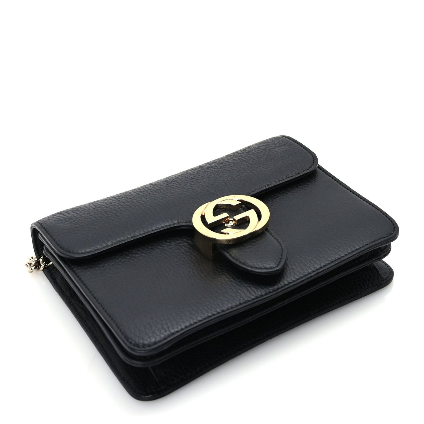 Dollar Calfskin Small Interlocking G Shoulder Bag Black