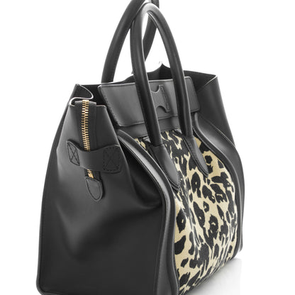 Celine Canvas Smooth Calfskin Leopard Print Mini Luggage Black 8 of 8