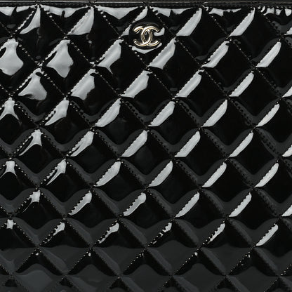 Chanel Patent Calfskin Quilted Large Zip Pouch Black 8 of 8