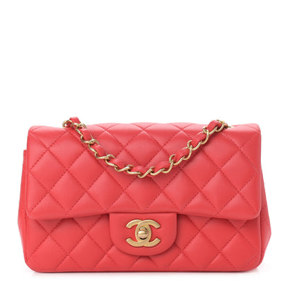 Chanel Lambskin Quilted Mini Rectangular Flap Coral 1 of 10